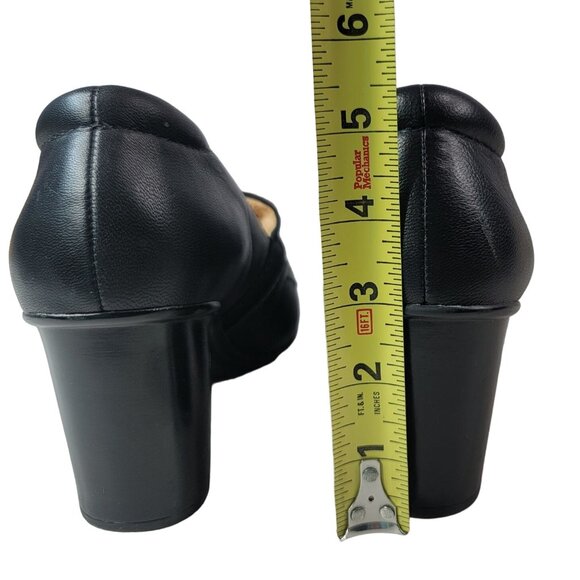 Naturalizer Quebec Loafer Shoes Black 9.5M Comfy Block Heel Leather Slip On - Picture 13 of 15